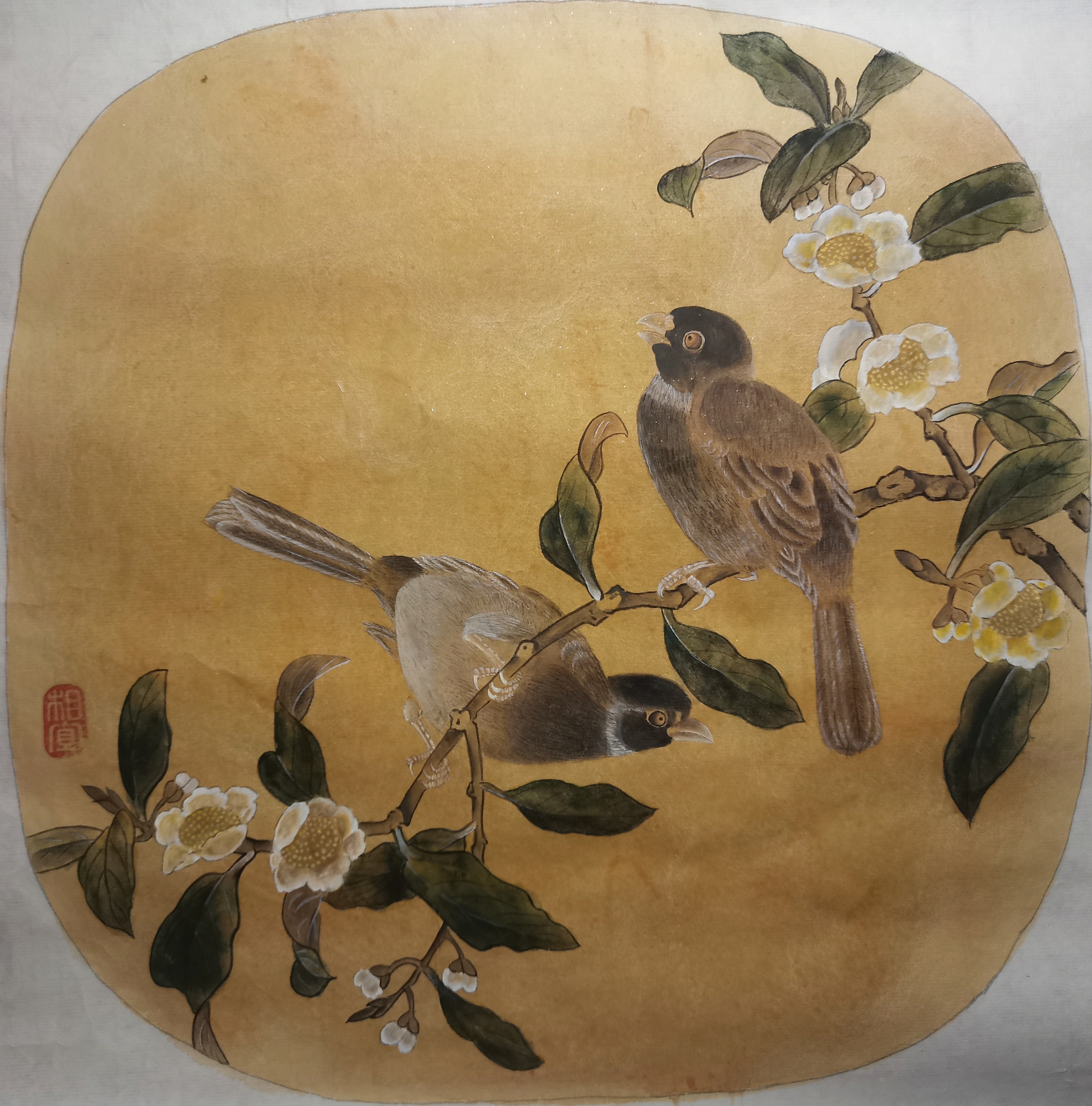 花卉双禽图-殷烨琦.jpg